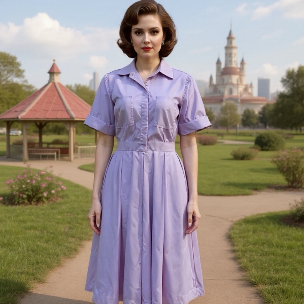 Authentic Vintage Nino Mauve Midi Cotton Dress